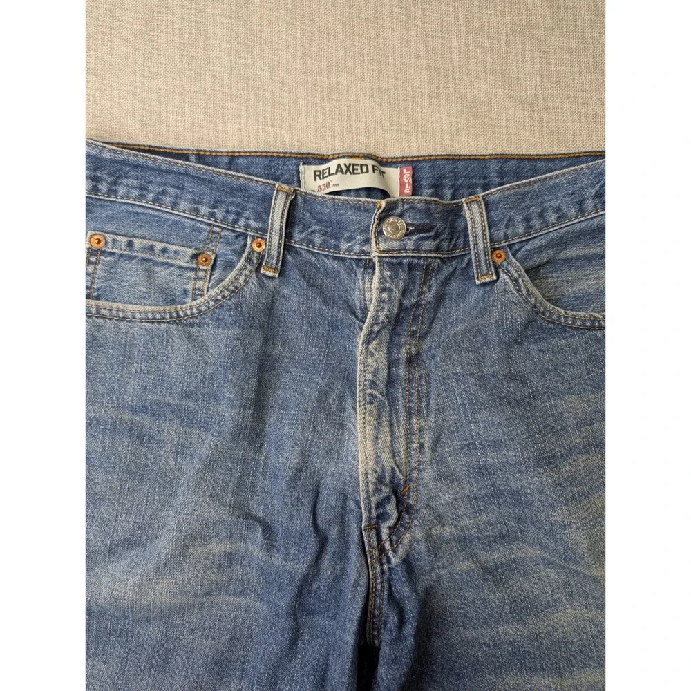 Levis 550 Denim Shorts Mens 36 Blue 100% Cotton Relaxed Fit Jorts - Picture 2 of 14